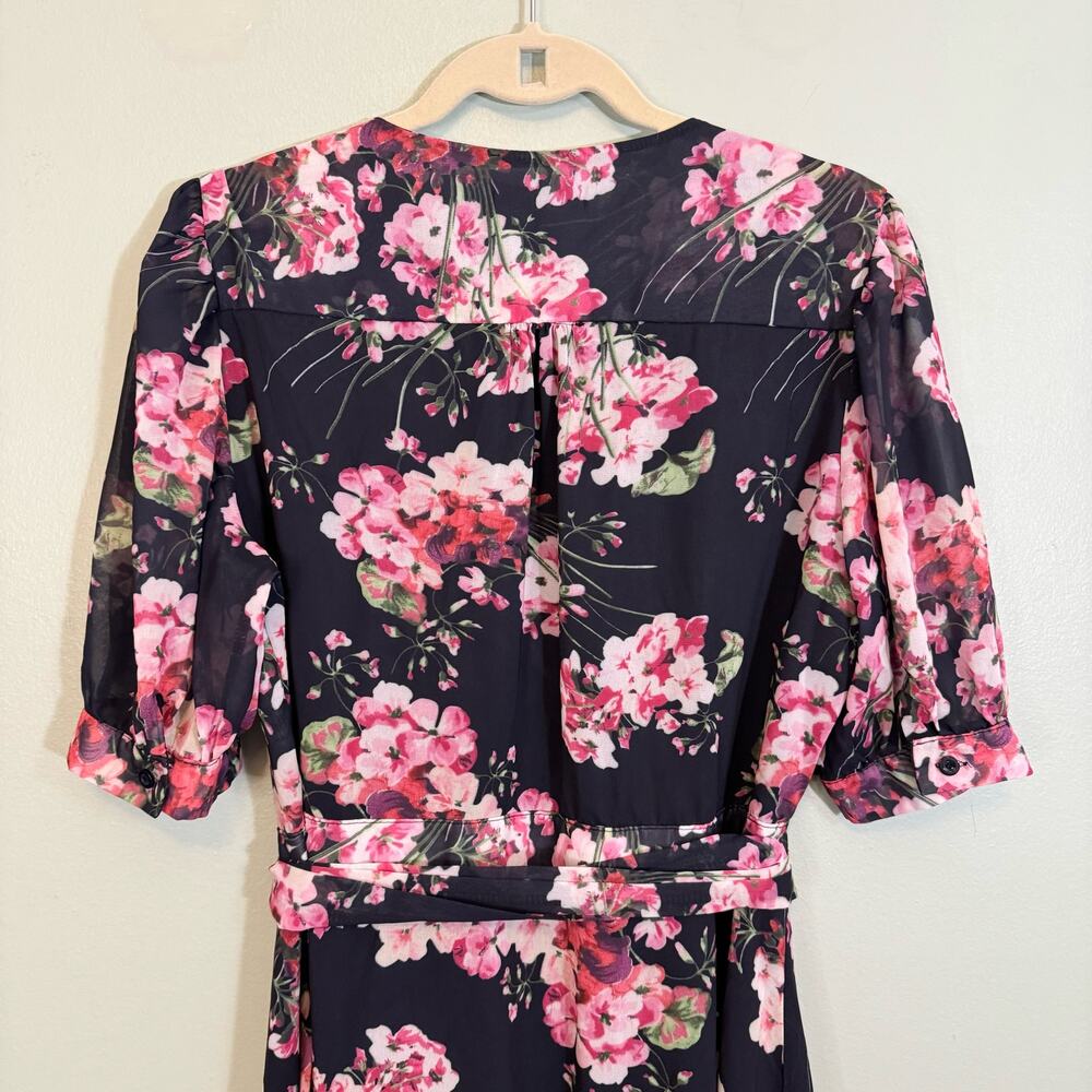 Classmate Wrap Dress Size 3XL Pink Dark Floral Peonies Romantic Feminine Boho - Picture 5 of 11